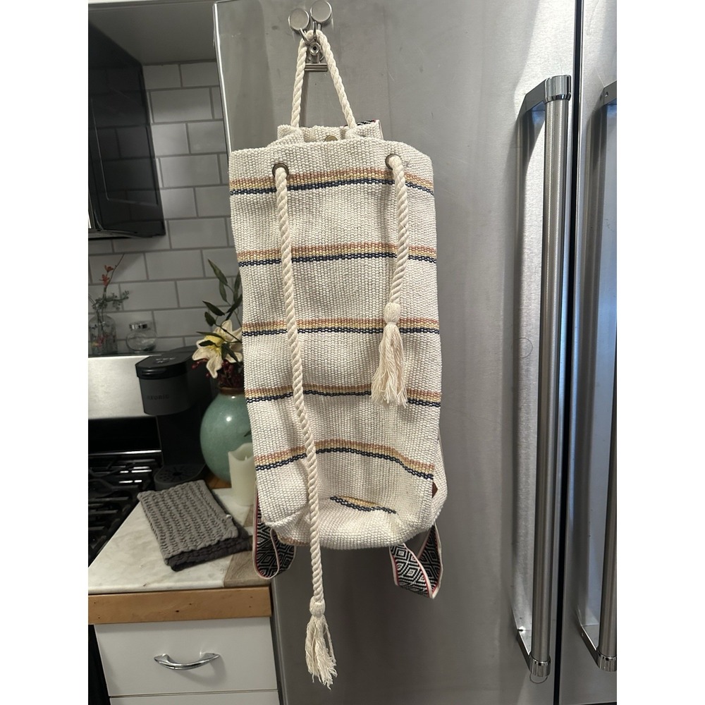 Billabong Woven Bucket Backpack Bohemian Southwest Stripe With Thick Drawstring